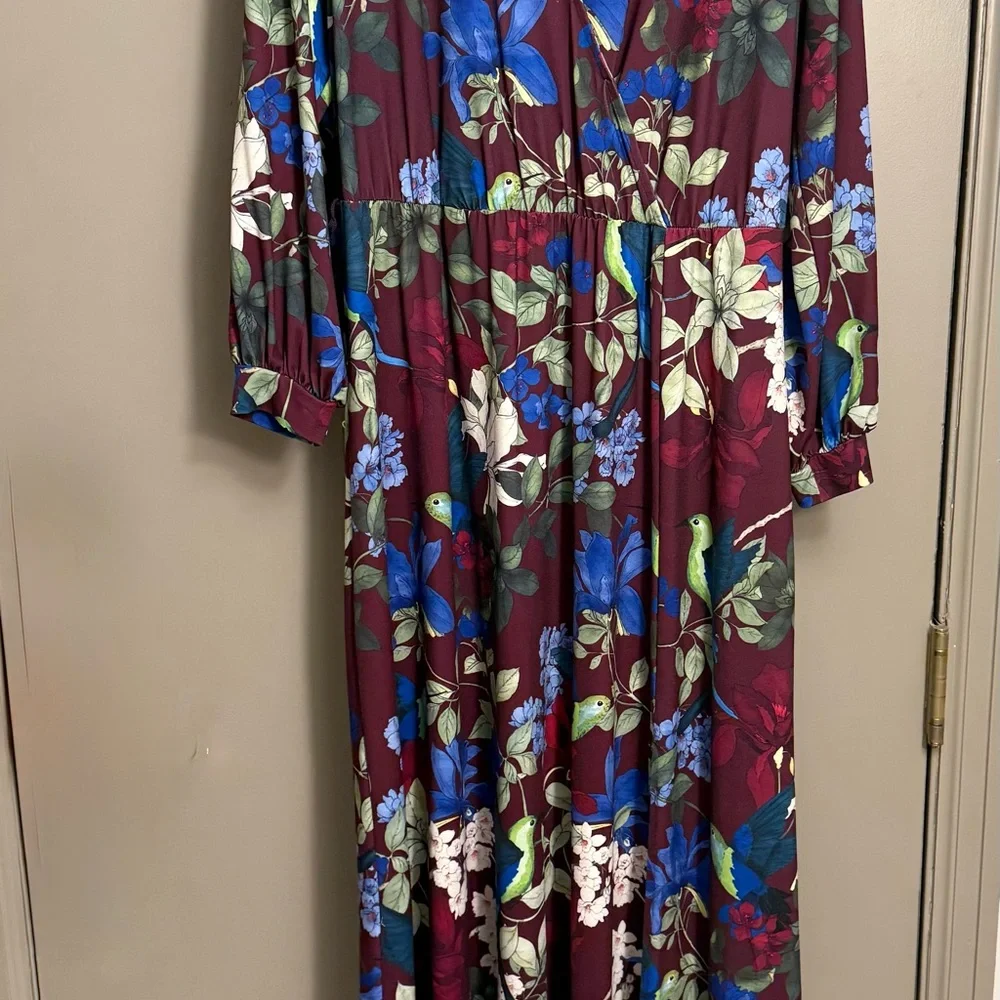 Eloquii Plum Floral Long Sleeve Dress - Picture 3 of 5